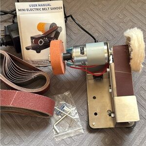 Machine Mini Electric Belt Sander - Silver, Brown, Orange